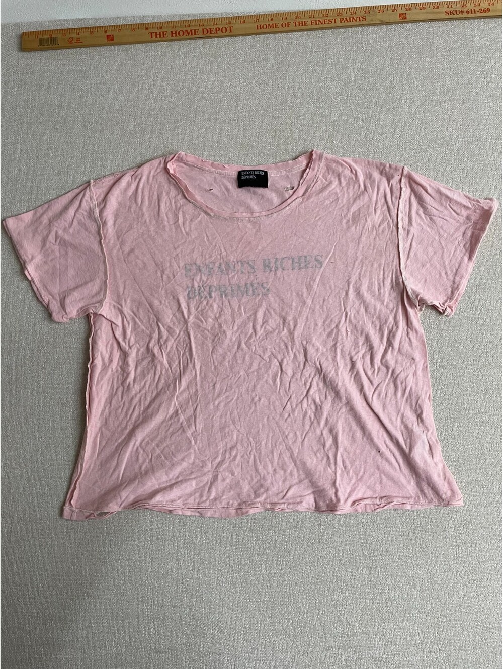 Enfants Riches Déprimés Distressed Logo T-Shirt Light Pink L